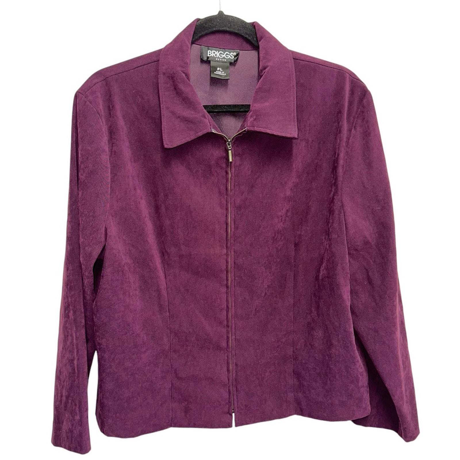 Briggs Petite Faux Suede Zip Front Jacket Purple Pl Career Casual
